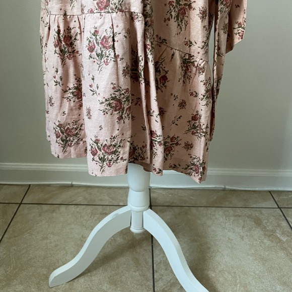 NWT House Of Harlow 1960 Linen Boho Pink Rose Midi Low Back Dress Size L - Picture 7 of 11